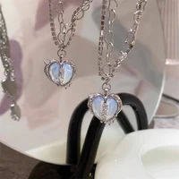 fashion romantic zirocn heart pendant necklace pink crystal egirl sweet cool clavicle chain choker y2k aesthetic jewelry gifts