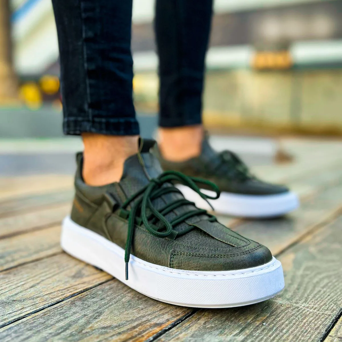 Мужская повседневная кожаная подошва, из искусственной кожи, цвета хаки