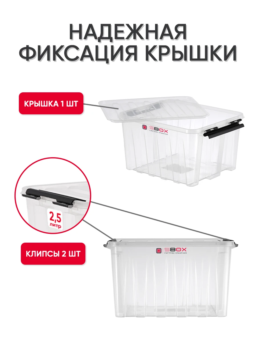 Набор прозрачных пищевых контейнеров с крышкой SBOX