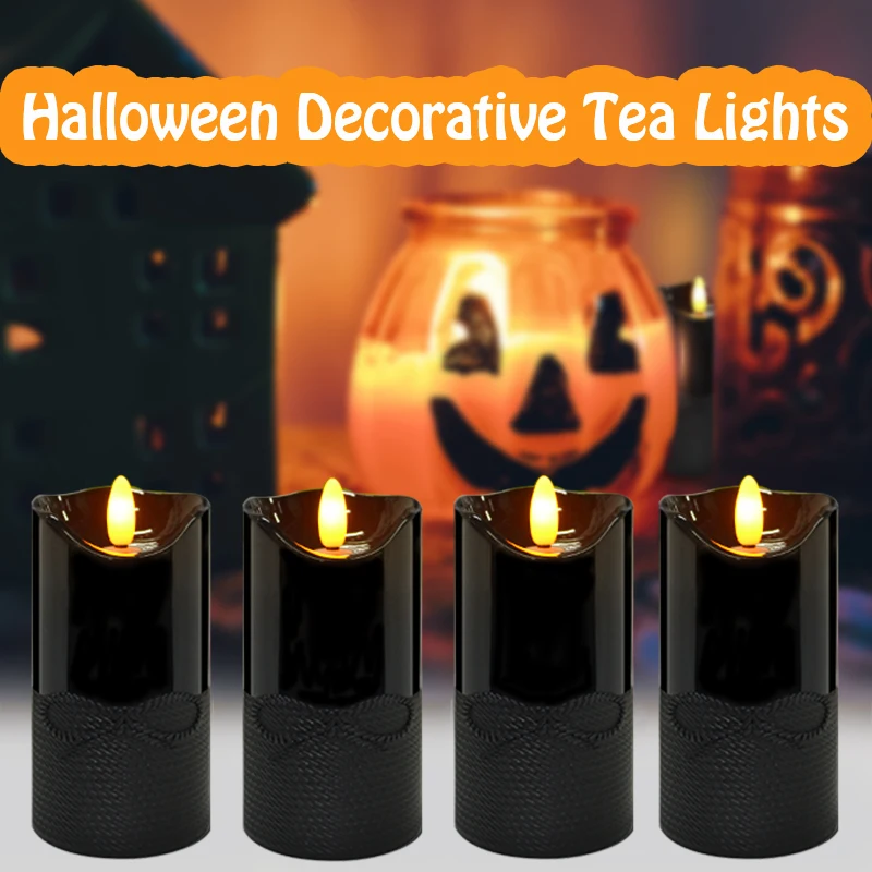 

LED Electronic Candle With Flameless Flicker Large Candle 3D Flashing Flames Home Party Decoration HalloweenTealight Black
