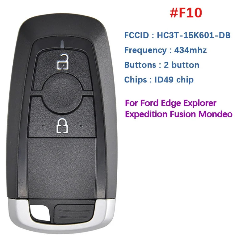 

Флюоресцентный дистанционный ключ 434 МГц для Ford Edge Explorer standard Fusion Mondeo 2 кнопки с чипом 434 МГц 49