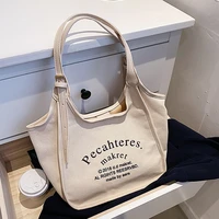2022 new large capacity canvas letter printing versatile western style high quality texture womens shoulder tote handbag
