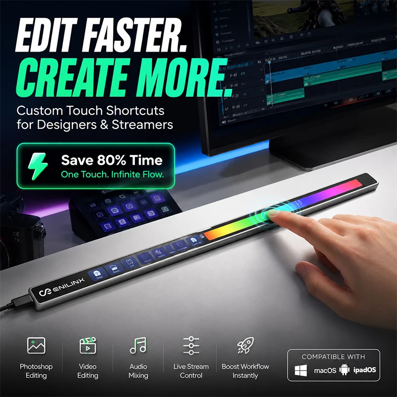 Фото Программируемая сенсорная панель Enilinx Flexbar – универсальное устройство для Adobe, игр и повышения продуктивности с сенсорным экраном №2