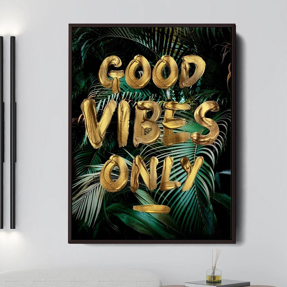 Good Vibes Gold Motivation пальмовое дерево холст картина вдохновляющие цитаты фотографии принты и постеры для украшения гостиной