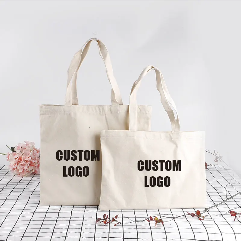 

100pcs Design Your Own Bag Custom Reusable Shopping Canvas Cotton Tote Bags with Custom Printed Logo For Promotion
