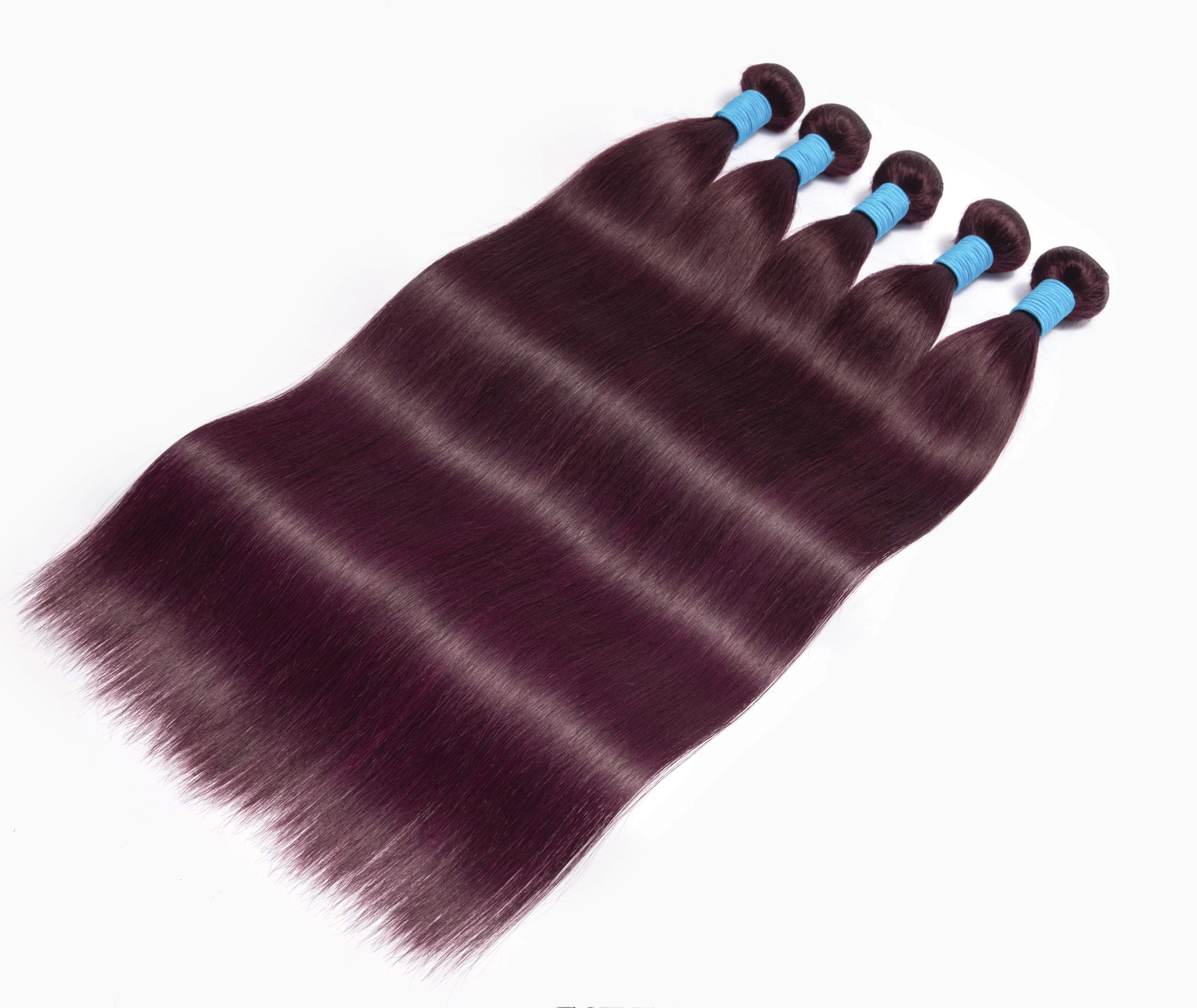 99J Burgundy Human Hair Weave Bundles 3/4 Pieces Pre-colored Brazilian Straight Human Hair Weave Non-Remy Hair Extensions