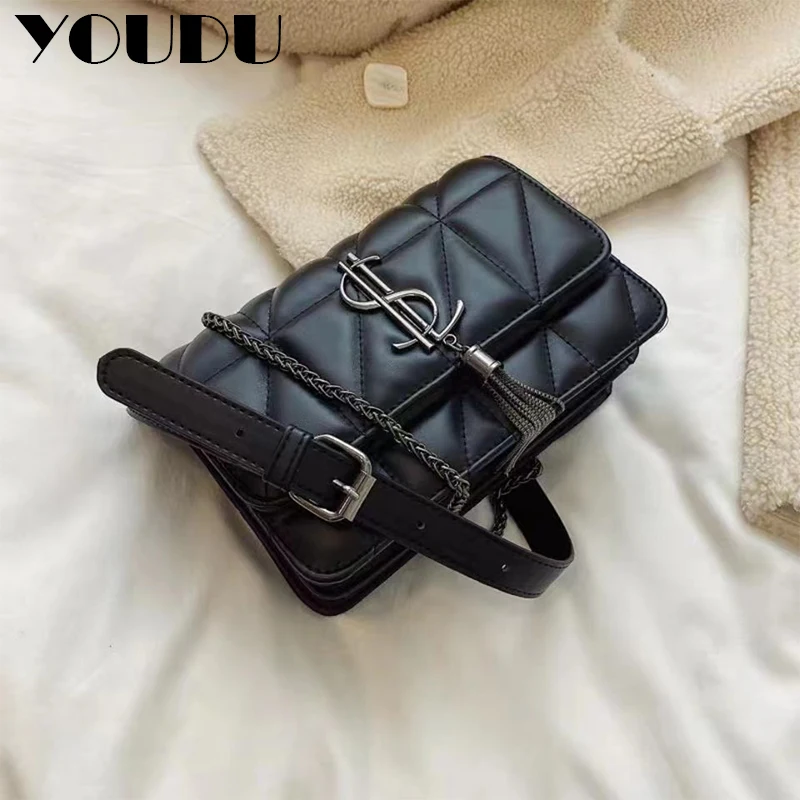 Women Luxury Brand Shoulder Bags Fashion Simple Tassel Chain Bag Ladies Leather Designer Handbags  Female Crossbody Bags Purse