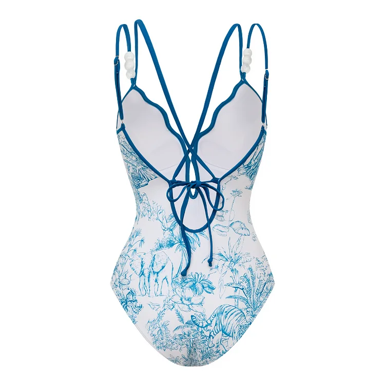 Женский сплошной купальник с принтом Ruy из сетчатой ткани и многоярусная юбка