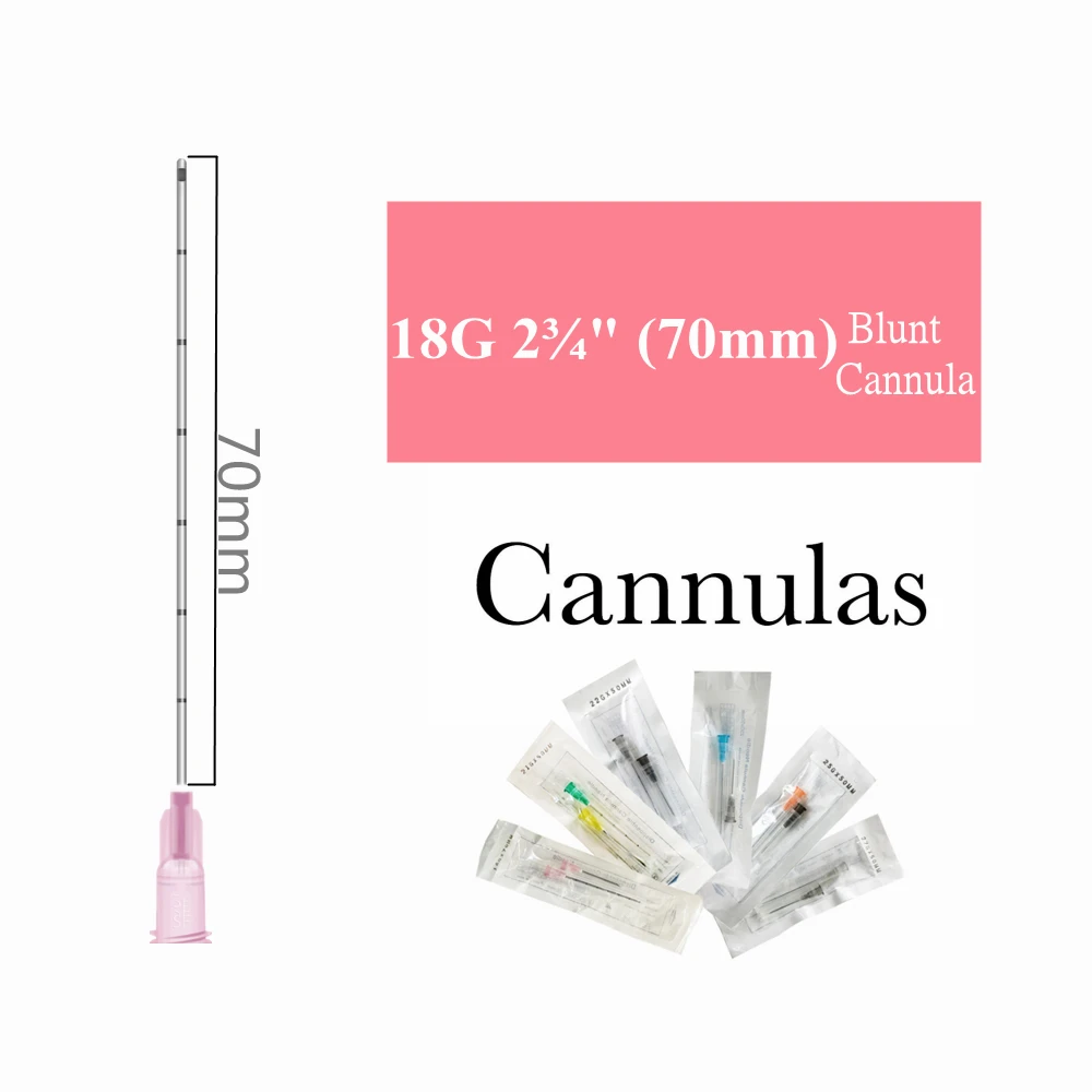 

Free Shipping 50PCS Micro Cannula For Hyaluronic Acid Dermal Filler Injections Cannula 18G70mm For Butt Lift Breast Liting
