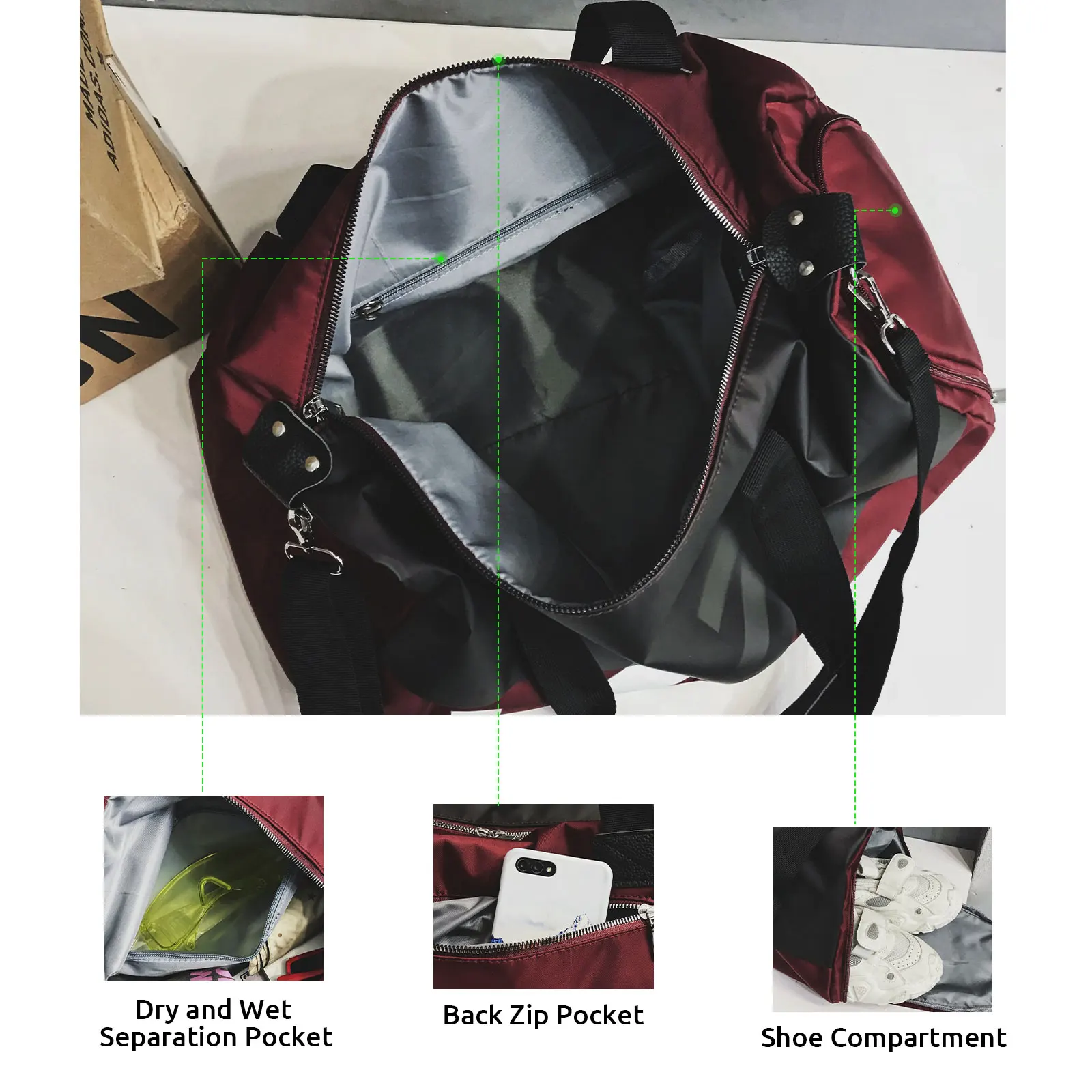 BESPOOK Travel Bags For Women Waterproof Multifunctional with Shoulder Strap Shoe Warehouse Fashion Lightweight Duffle Handbags