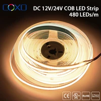 ul listed cob led strip light 320 480 ledsm 16 4ft high density flexible tape ribbon 3000 6500k ra90 led lights dc12v 24v
