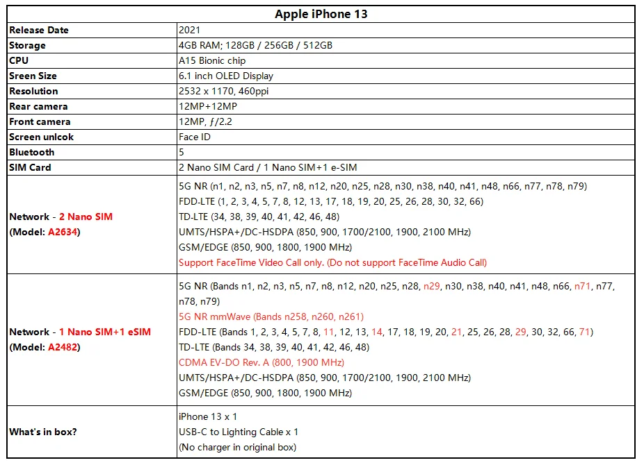 Apple – Smartphone iPhone 13 5G, 4 go de RAM, 128 go/256 go/512 go de ROM, écran OLED 6.1 pouces, Super Retina XDR, iOS 15, nouveau
