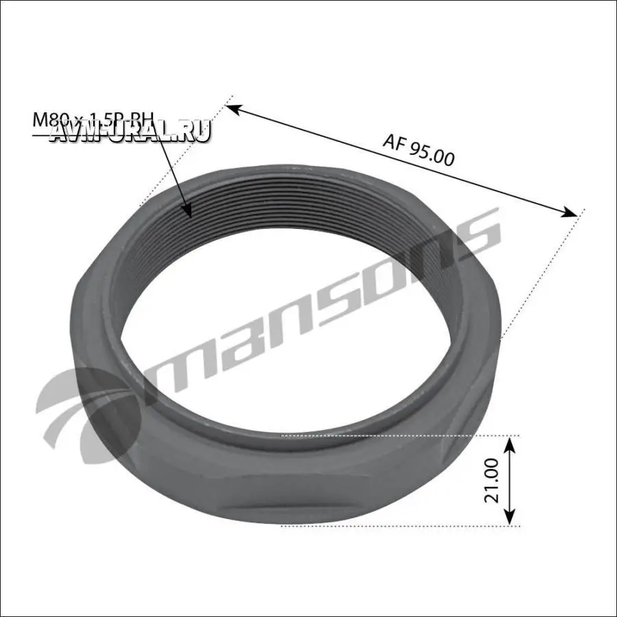 MANSONS гайка ступицы! M80x1.5 RH H=21 SW95 MB Atego