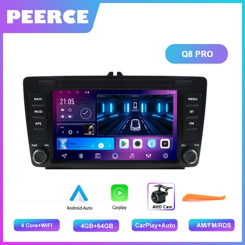 Автомагнитола 2DIN, Android, для Skoda Octavia Mk2 A5 2004-2014, Wi-Fi, Bluetooth