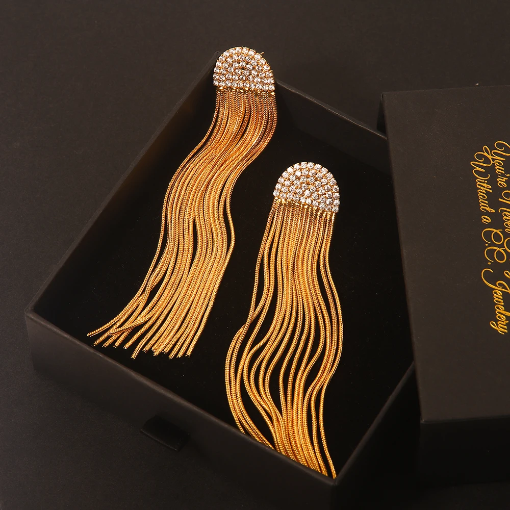 Uworld сверкающие кристаллы Золотые серьги-цепочки со змеиным плетением блестящие