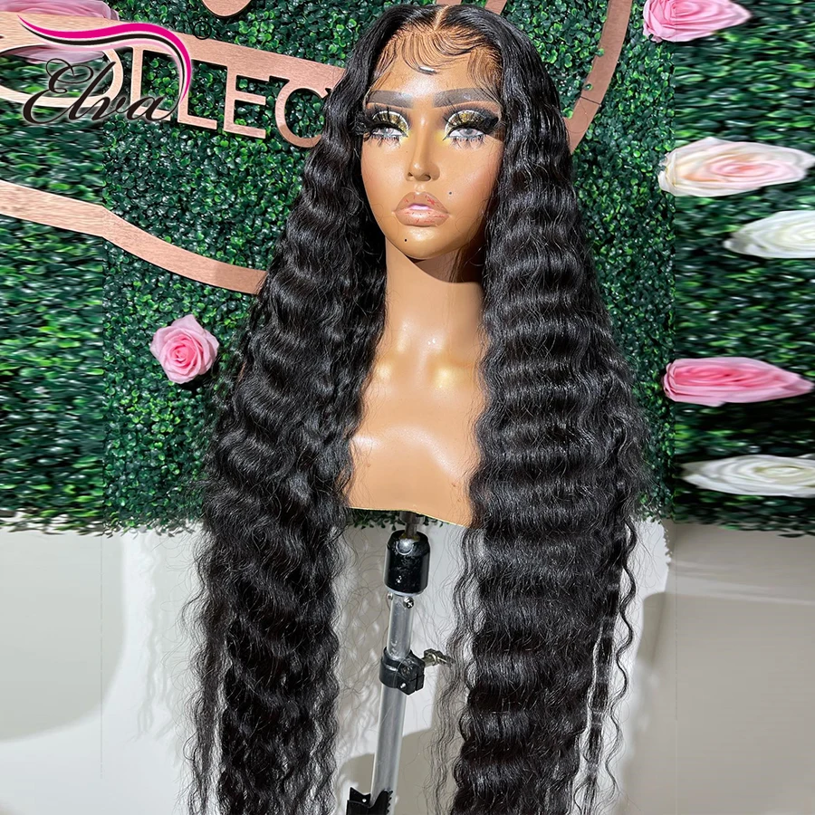 

34Inch Human Hair Wigs For Women HD Lace Front Wig Pre Plucked Hairline Deep Wave 4x4 Lace Closure Wig With Baby Hair Glueless