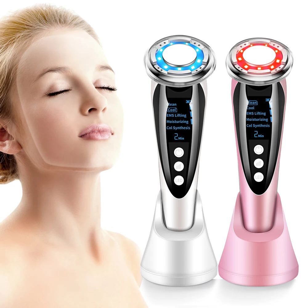 

EMS Facial Massager LED Light Therapy Sonic Vibration Wrinkle Removal Skin Tightening Hot Cool Treatment Skin Care Beauty Device