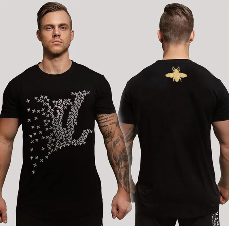 

Designer Rhinestone T-shirt Men's Fashion Men tees Casual Pullover Male