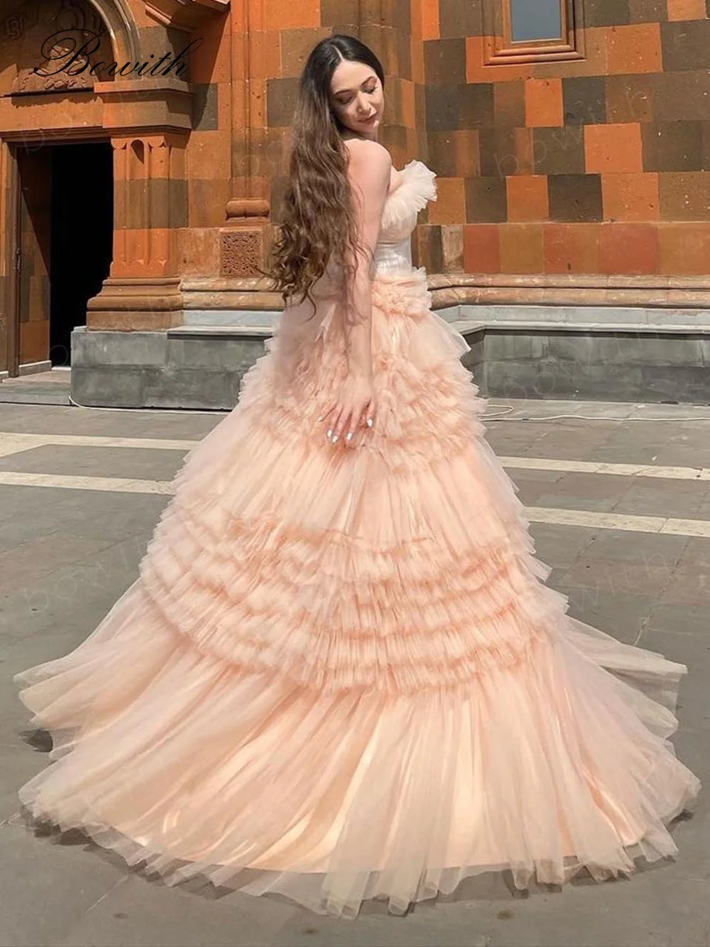 

Bowith Formal Prom Dresses Puffy Evening Dresses Long Luxury 2023 Strapless Formal Occasion Dresses vestidos de fiesta