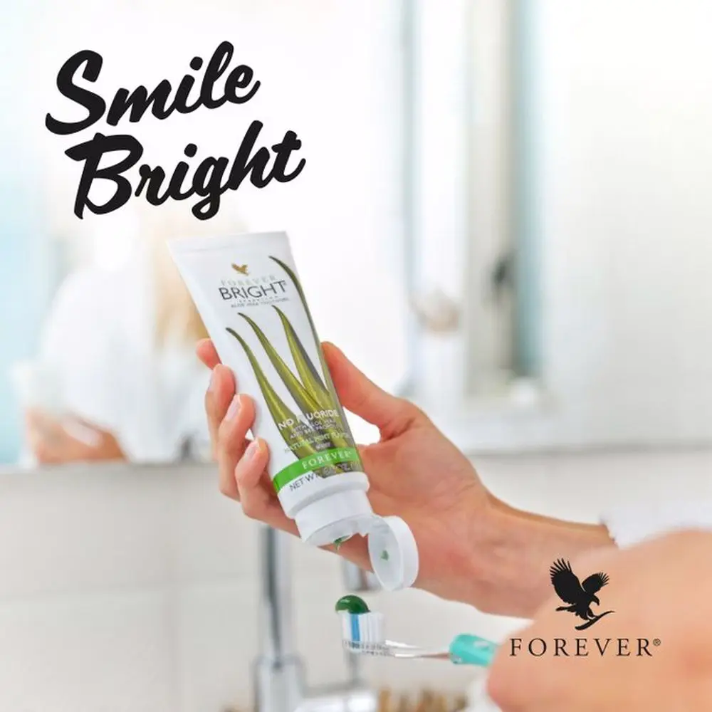 FOREVER LIVING BRIGHT Natural Aloe Vera Toothpaste Fluoride Free Vegan White Healthy Teeth Toothgel FEDEX EXPRESS FAST DELIVERY