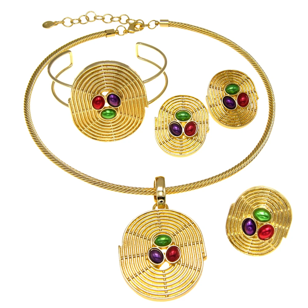 

Necklaces For Women 2021 Jewelry Gold Jewelry 24k Original Simple Atmospheric Color Pendant Fashionista Ring Earring Bracelet