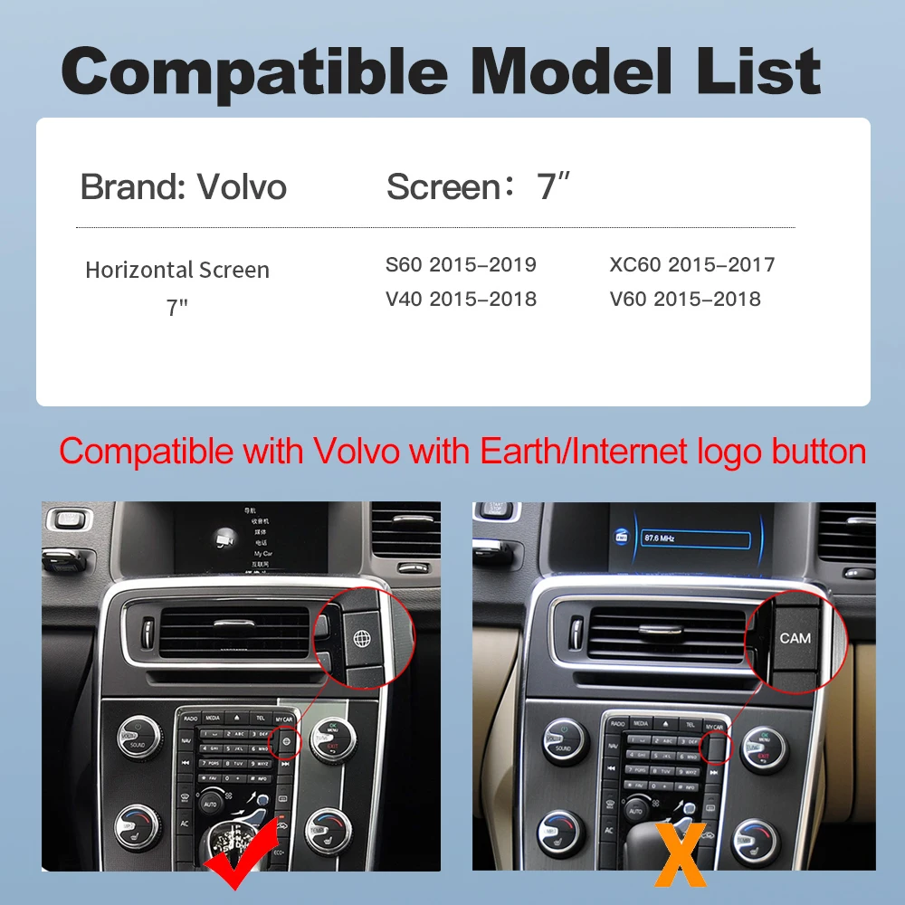

Для Volvo XC60 XC70 S60 S80 V60 V70 V40 беспроводной Carplay Android Auto Modulo AI Box декодер поддержка камеры Airplay