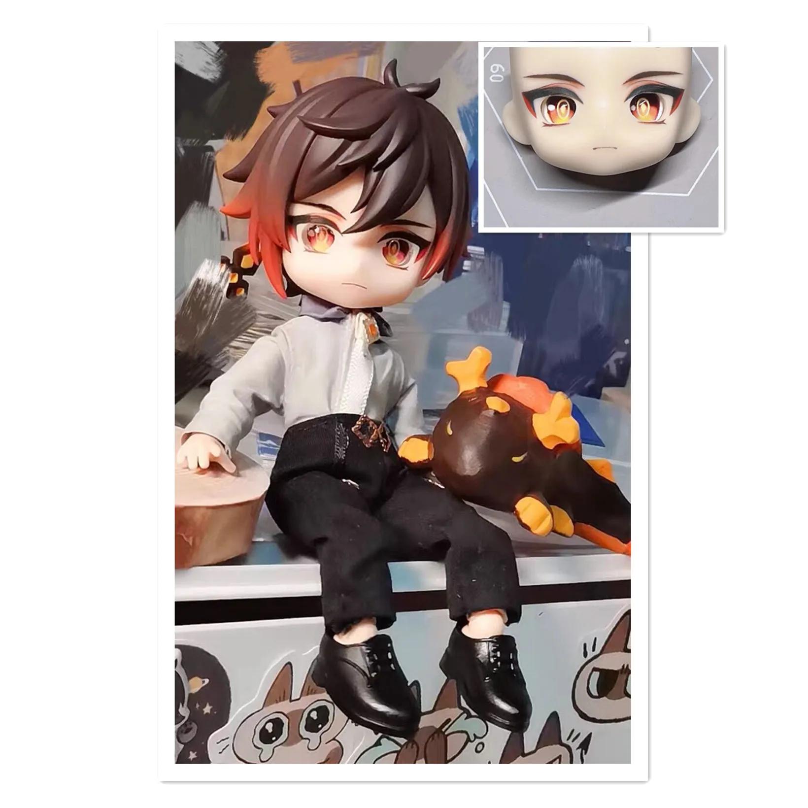 Zhongli маска глиняного человека Genshin ударопрочный открытый глаз Лицевая панель