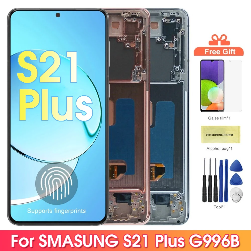 

6.7" S21 Plus Screen Assembly for Samsung Galaxy S21+ 5G G996B G996B/DS Lcd Display Digital Touch Screen With Frame Replacement