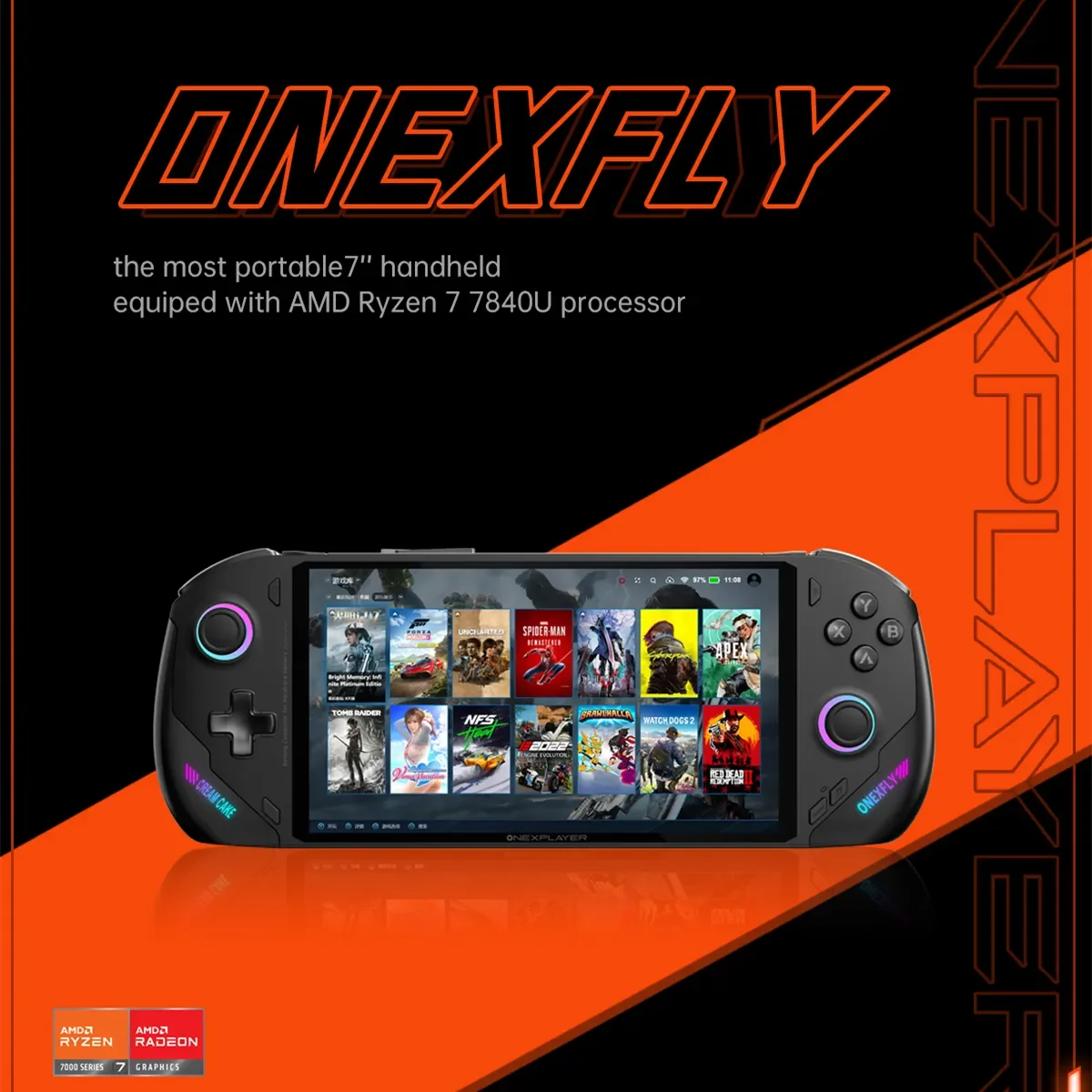 

OneXplayer OneXfly 7 Inch handheld Game Console AMD Ryzen 7 7840U 32G DDR5 1T/2T PCIE4.0 Gamepad PC Windows 11 Retro Game Player