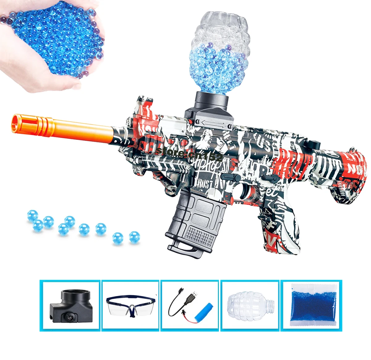 

Gel Ball Blaster Electric Splatter With 5000 Water Beads For Outdoor Activities Shooting Team Game Toy Gifts For Teens