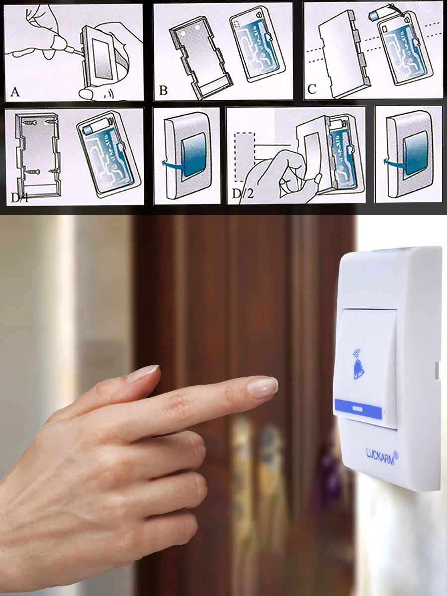 Беспроводной дверной звонок 32 мелодии песни диапазон 150 м Кнопка для звонка