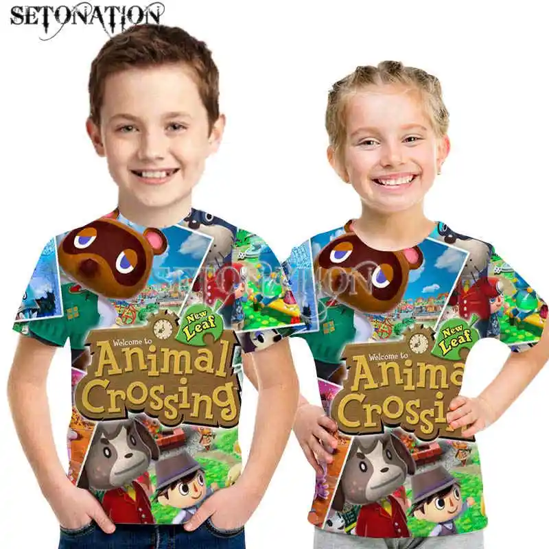 

Animal Crossing Virtual Life boys girl kid's3D Print Us T-shirt O-neck Shirt Sleeve kids Clothes Casual birthdayTops