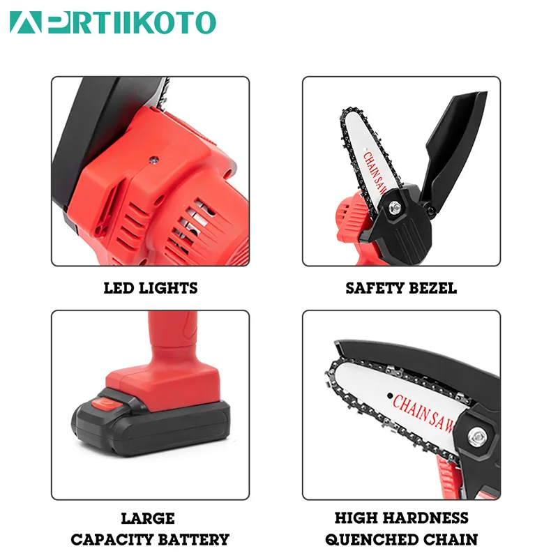 4-дюймовая Мини-электрическая Бензопила Aprtiikoto Портативная Перезаряжаемая