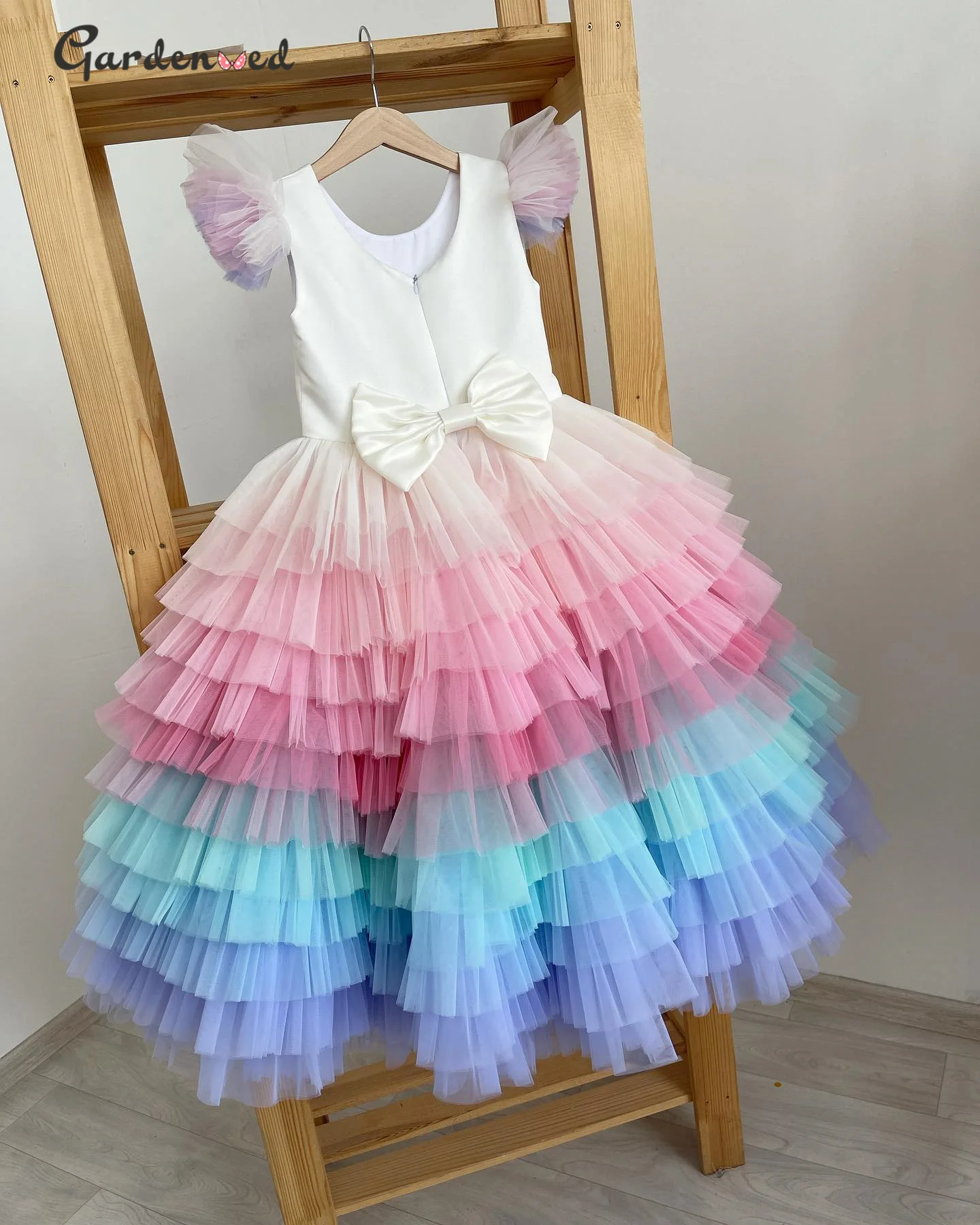 

Girl Birthday Dress Rainbow Ball Gown Kids First Communion Dress Colorful Girl Pageant Dress Short Kid Girl wedding dress