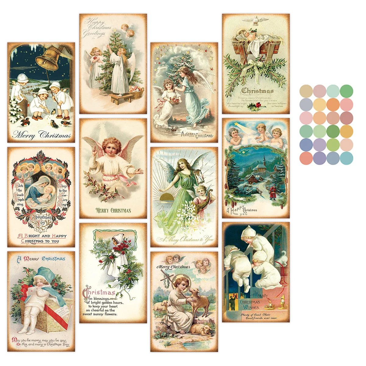 

Винтажные рождественские открытки с ангелом, 12 штук