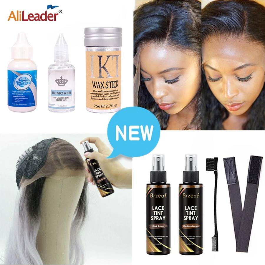 

Lace Glue For Wigs Invisible Bonding Glue+Lace Tint Spray For Wigs+Wax Stick And Glue+Elastic Band For Wigs+Edge Brush And Comb