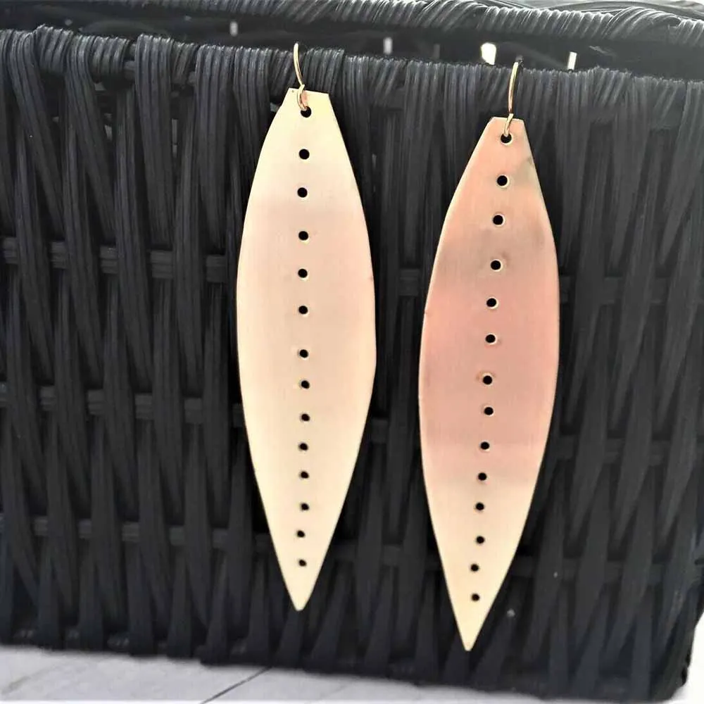 

Brass Gold personality earrings, minimalist earrings, teardrop earrings, leaf earrings, feather earrings, long gold earrings,