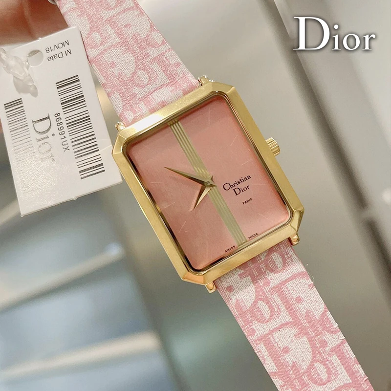 Ювелирные изделия для женских часов в стиле Dior роскошные розовые часы квадратный