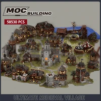 moc ultimate medieval village part 1 3 building block model ucs castle technology bricks collector series street view toys gifts