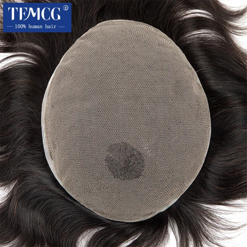 Full Lace Men Toupee Natural Hairline Human Hair Toupee Men Wig Invisible Breathable Hair Replacement System Unit Wig For Men