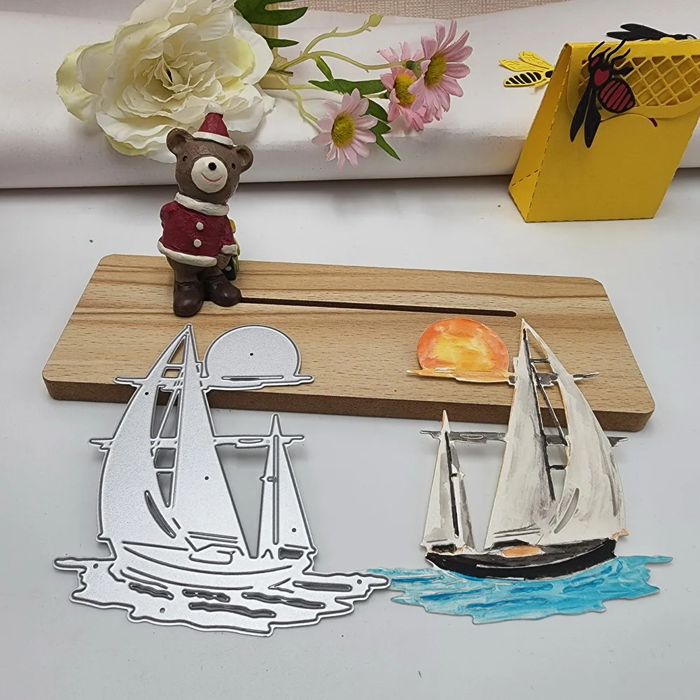 

Sailboat Cutting Dies Metal Scrapbooking Stencils Die Greeting Card Background Decoration DIY Embossing Album Paper Cards Gift