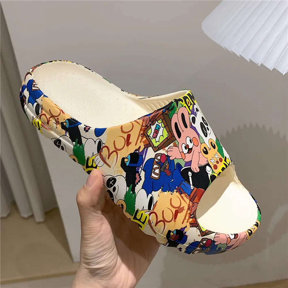 

2022 New Fashion Thick Bottom Korean Version EVA Slippers Female Summer Personality Graffiti Indoor Home Slippers For Women