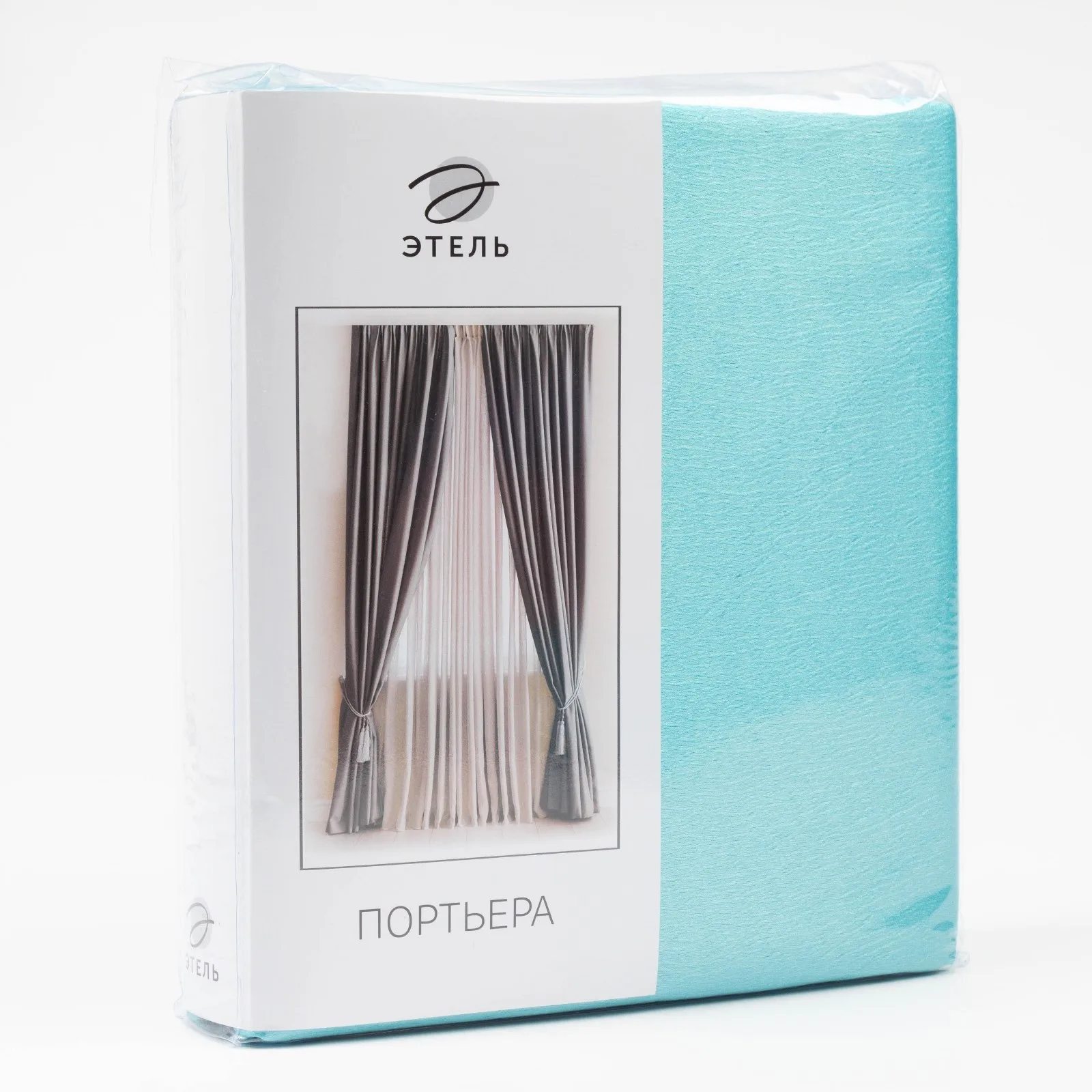 Штора портьерная &quotЭтель&quot ширина 200 см высота 250 цвет бирюзовый глянцевая