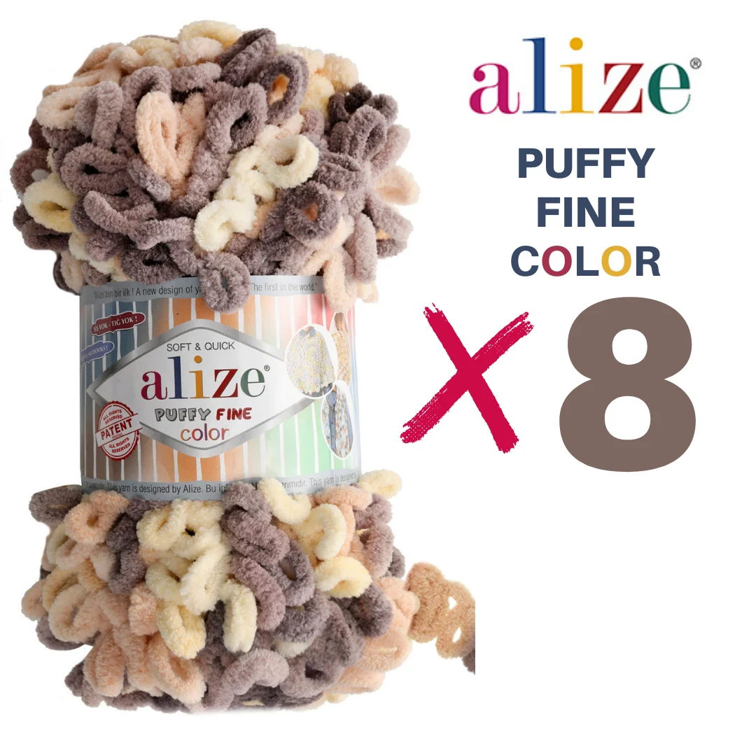 

Alize Puffy Fine Color Soft Velvet Plush Colourful Finger Yarn for Knitting Amigurumi DIY Baby Knitwear Scarf Blanket Cardigan