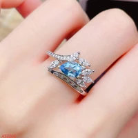 fine jewelry 925 sterling silver natural blue topaz gemstone womens mini ring marry got engaged party girl gift commemorate