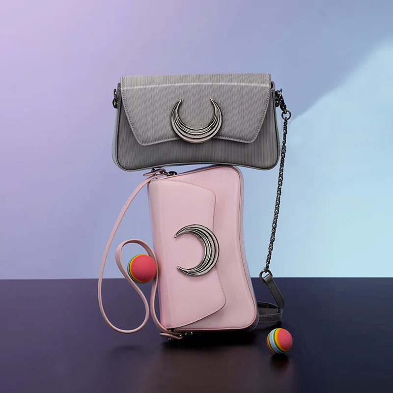 

Paparazzi elegant girls Crossbody bags moon pvc Leather Magnetic buckle shoulder bag for women romantic wedding accessories bag