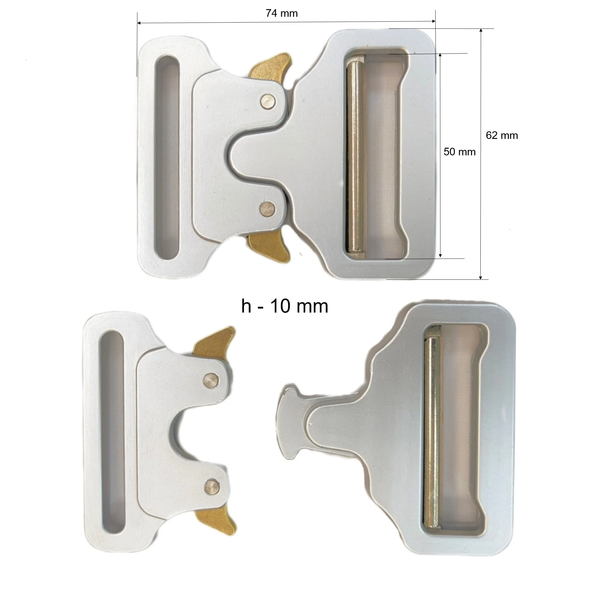 Застежка пряжка &quotКобра&quot металлическая под ленту 50 мм 1 штука разных