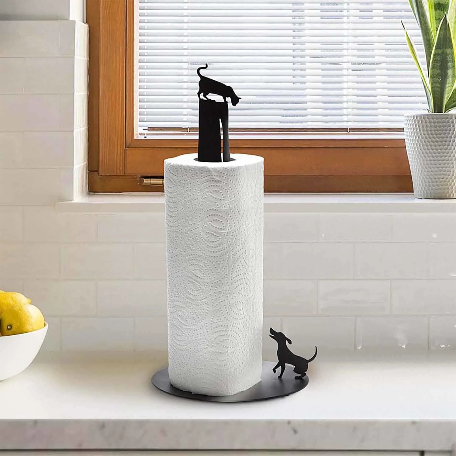 Paper Towel Holder Metal Dryer Kitchen Bathroom Accessories Towel Roll Rack Organizer Shelf Set Dog Cat Crow Figure Stand Gift