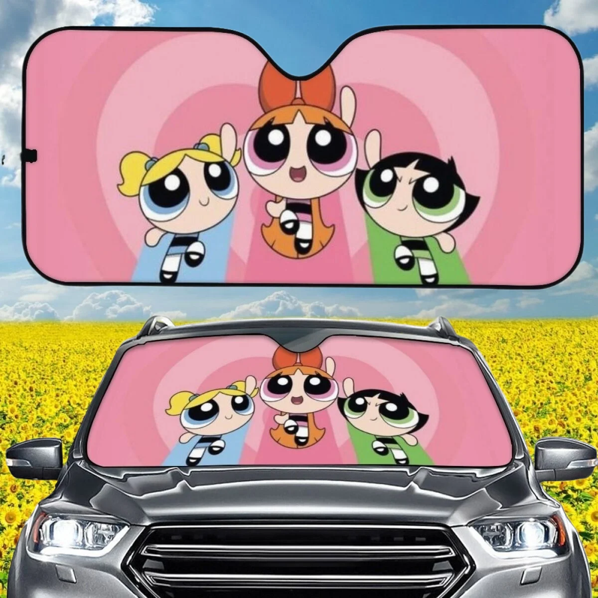 

Kawaii Cartoon Anime Pattern Stylish Car Accessories Windshield Sun Shade for Car UV and Heat Front Windshield Sunshade Hot Sale