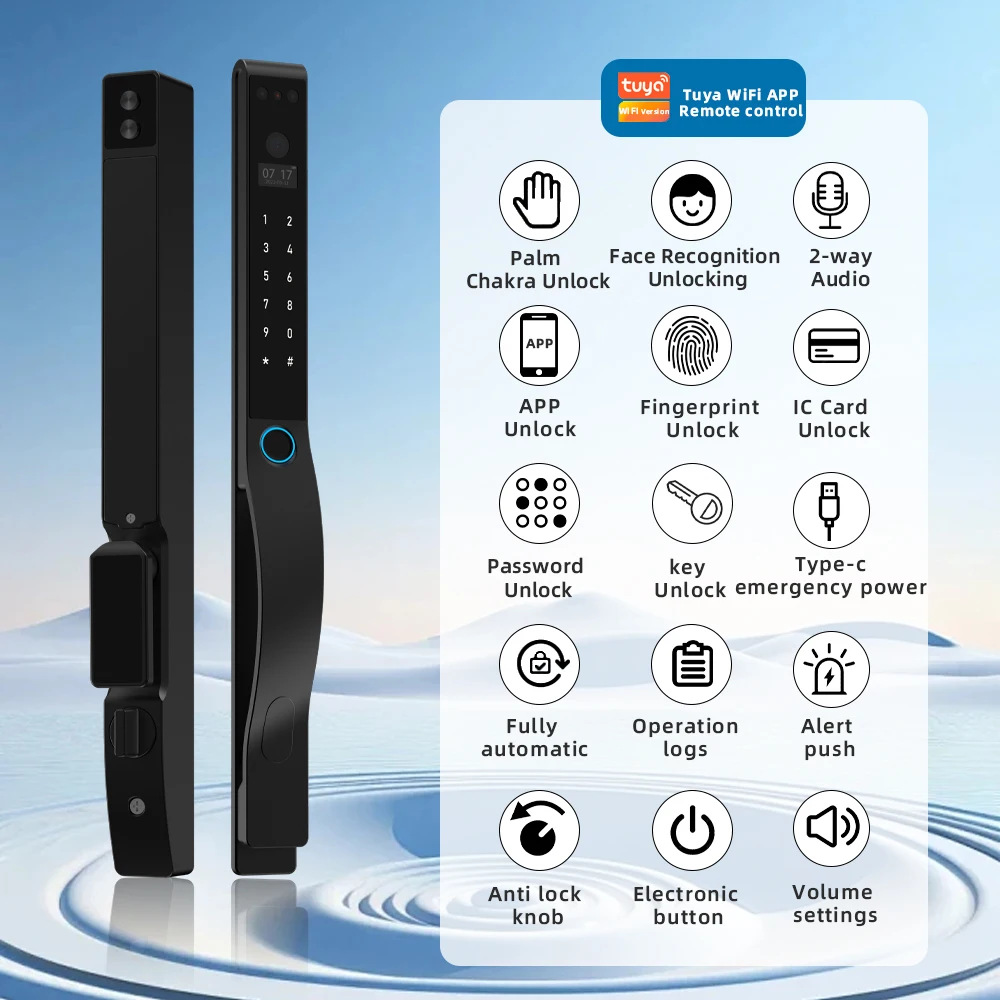 RAYKUBE DQ10 Tuya WiFi Palm Vien Водонепроницаемый умный замок 3D распознавание лиц Цифровой с